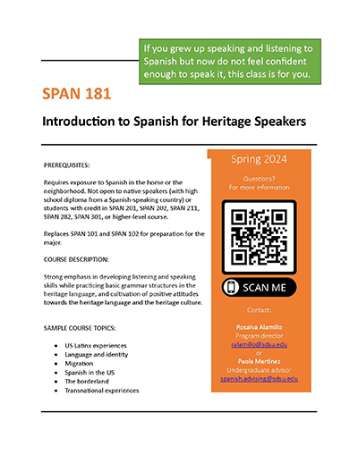 Spanish 181 course flyer