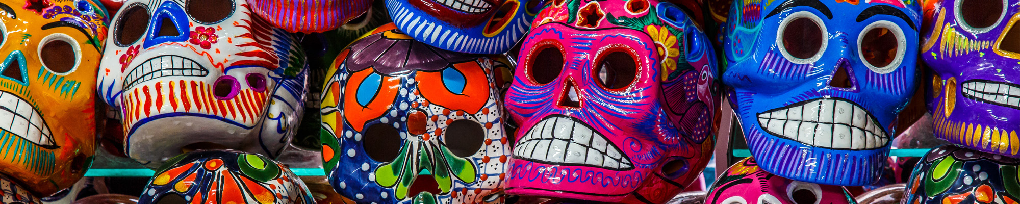 colorful ceramic skulls